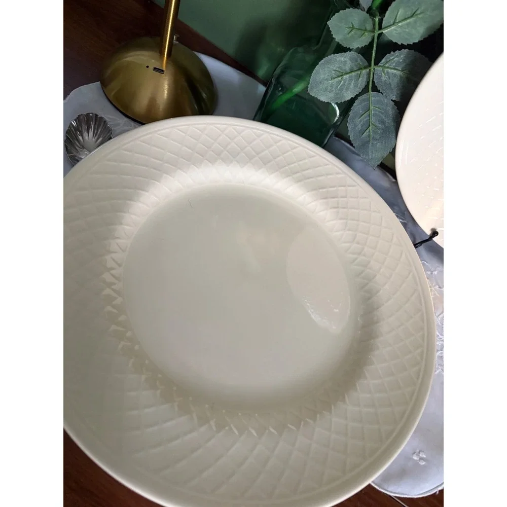Franciscan Lattice Dinner Plates Set of 4, Vintage Cream Quilted Rim China